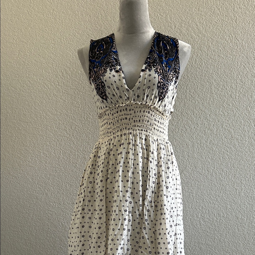 Elegant free people Blue and White Women's Dress